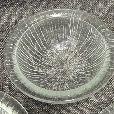 Vintage 6” Bark Or Ice Glass Dessert Or Soup Bowls With Lip Set of 8 Clear Glows - Thumbnail 21