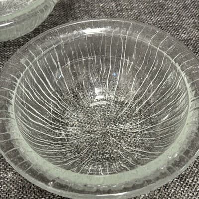 Vintage 6” Bark Or Ice Glass Dessert Or Soup Bowls With Lip Set of 8 Clear Glows - Thumbnail 22