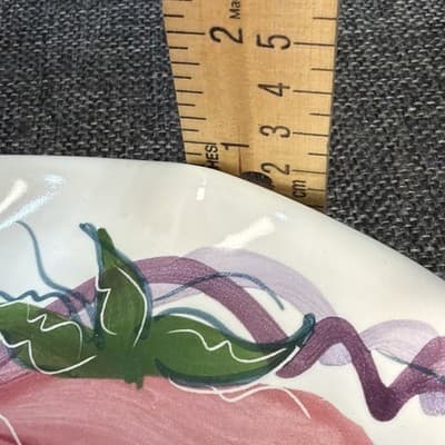 Jan Pugh Signed Triumph Treasure Pottery Plate Hand-Painted Floral Ruffled Edge - Thumbnail 10