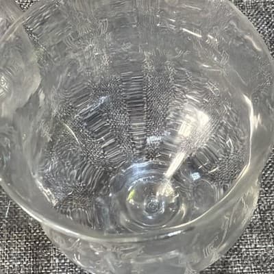 Set of 5 Vintage Deep Plate Acid Etched Lead Crystal Goblets 365nm UV Glow Mint - Thumbnail 8