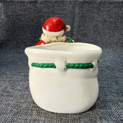 Vintage Napco Santa Claus Holding Gift Bag Planter Figurine 5" With Label - Thumbnail 3