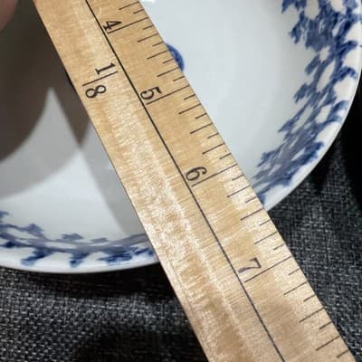 6 Hearts Cereal Soup Bowl 6 1/2" Tienshan Folk Craft Stoneware White Blue Sponge - Thumbnail 13