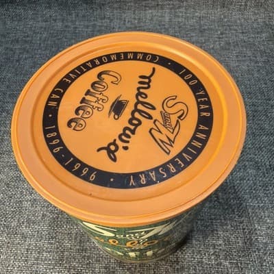 Vintage S&W Mellow’d Coffee Tin 13 oz Green Orange Advertising Can W Lid 1996 - Thumbnail 2