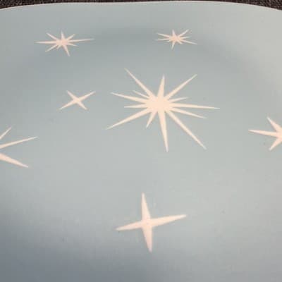 Vintage Harker Harkerware Star Lite Sky Blue 11” Plater Plate Utensil Marks - Thumbnail 6