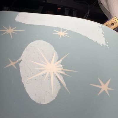 Vintage Harker Harkerware Star Lite Sky Blue 11” Plater Plate Utensil Marks - Thumbnail 3