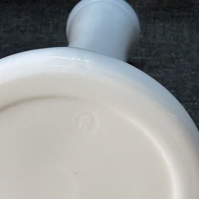 Vintage White Milk Glass Bud Vase 8" Tiered Base Mid Century Farmhouse Style - Thumbnail 8