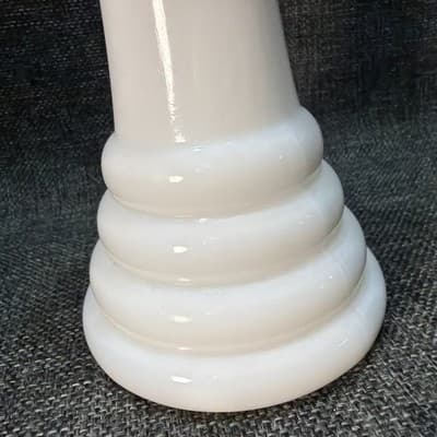 Vintage White Milk Glass Bud Vase 8" Tiered Base Mid Century Farmhouse Style - Thumbnail 4