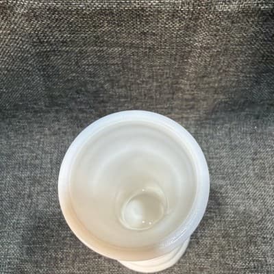 Vintage White Milk Glass Bud Vase 8" Tiered Base Mid Century Farmhouse Style - Thumbnail 3