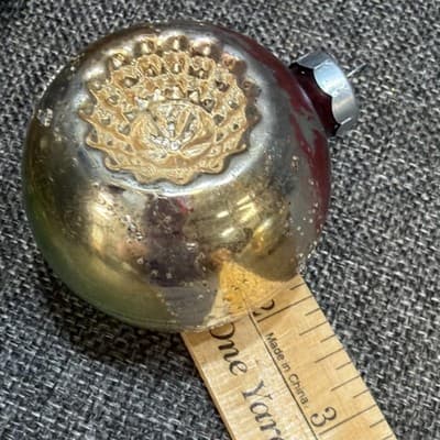 Lot Of 2 Vtg Shiny Bright Ball Double Indent Ornaments Red Yellow Blue MADE USA - Thumbnail 8