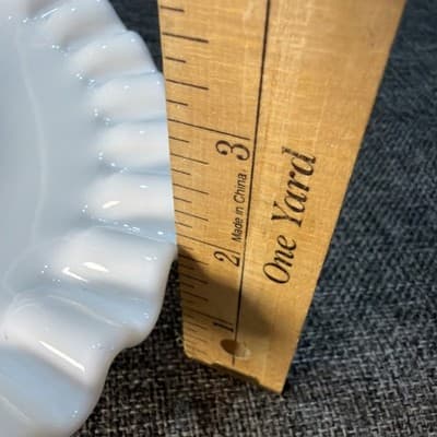 Large Oval Glass Fenton Fruit Basket Hobnail Handled Milk Glass Brides Flower - Thumbnail 15