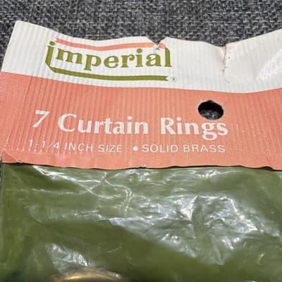 ( 7) VTG Antique Hollow Solid Brass 1-1/4" Round Eyelet Curtain Drapery Rings - Thumbnail 2