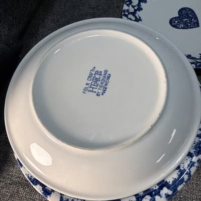 Tienshan "Sponge Blue" Hearts Salad Plates SET OF 8 Lunch Plate 7.5" Vintage - Thumbnail 11