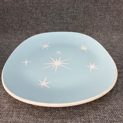 Vintage Harker Harkerware Star Lite Sky Blue 11” Plater Plate Utensil Marks - Thumbnail 7