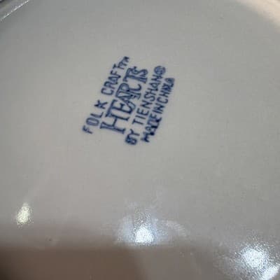 Tienshan "Sponge Blue" Hearts Salad Plates SET OF 8 Lunch Plate 7.5" Vintage - Thumbnail 12