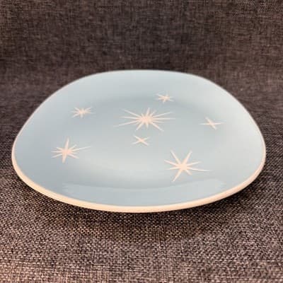Vintage Harker Harkerware Star Lite Sky Blue 11” Plater Plate Utensil Marks - Thumbnail 9