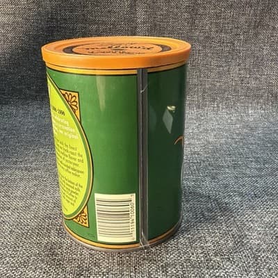 Vintage S&W Mellow’d Coffee Tin 13 oz Green Orange Advertising Can W Lid 1996 - Thumbnail 6