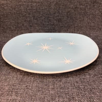 Vintage Harker Harkerware Star Lite Sky Blue 11” Plater Plate Utensil Marks - Thumbnail 8