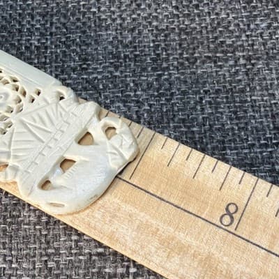 Vintage Carved Plastic Letter Opener Marching Elephants 7" Long Flowers - Thumbnail 10