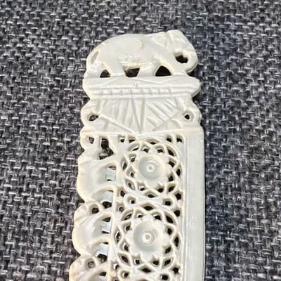 Vintage Carved Plastic Letter Opener Marching Elephants 7" Long Flowers - Thumbnail 2