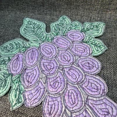 Vintage Large 13” Beaded Sequin Grapes Colorful Applique Sew On Purple Green - Thumbnail 12