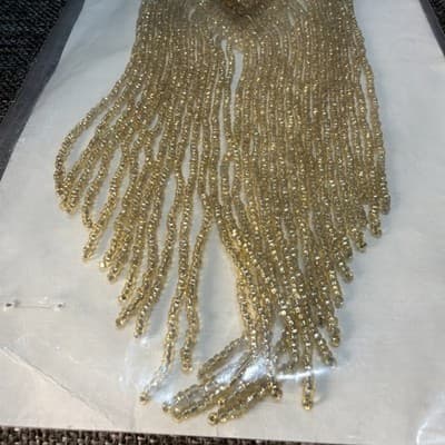 Set Beaded Sequin 11” Patch Dangles Vintage Applique large Gold And Red Washable - Thumbnail 6