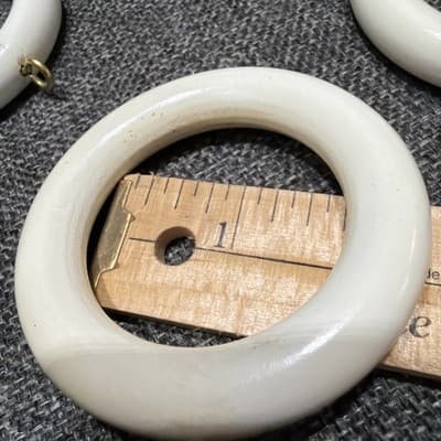 22 Vintage Wood Curtain Rings Painted White 2 7/8 w x 1/2 t Grandma Cottage Core - Thumbnail 8
