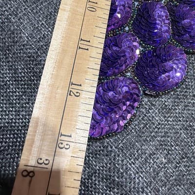 Vintage Large 13” Beaded Sequin Grapes Colorful Applique Sew On Purple Green - Thumbnail 13