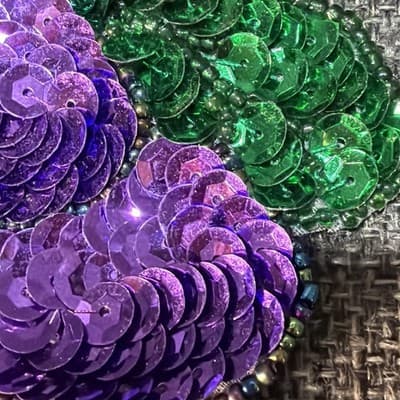 Vintage Large 13” Beaded Sequin Grapes Colorful Applique Sew On Purple Green - Thumbnail 8
