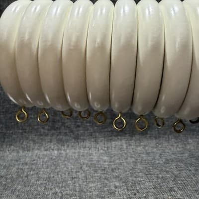 22 Vintage Wood Curtain Rings Painted White 2 7/8 w x 1/2 t Grandma Cottage Core - Thumbnail 10