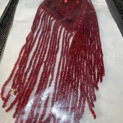 Set Beaded Sequin 11” Patch Dangles Vintage Applique large Gold And Red Washable - Thumbnail 4