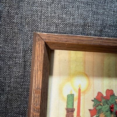 Creative Circle Trimmin' the Tree Quilted Stitchery Rabbit Christmas 1982 framed - Thumbnail 8