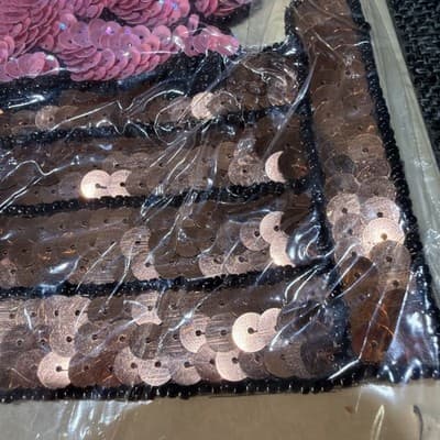 Large 10.75" Sequin Beaded Appliqué Patch Sew On Pigs In Trough Vintage Show - Thumbnail 4