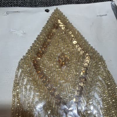 Set Beaded Sequin 11” Patch Dangles Vintage Applique large Gold And Red Washable - Thumbnail 7
