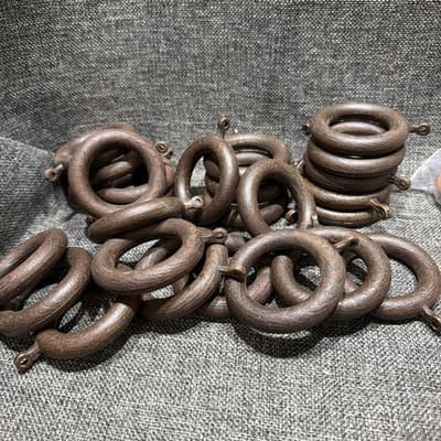 Lot Of 25 Wood Look Curtain Rings Eyes Drapery Hardware 2-3/4" 1-3/4" Plastic - Thumbnail 2