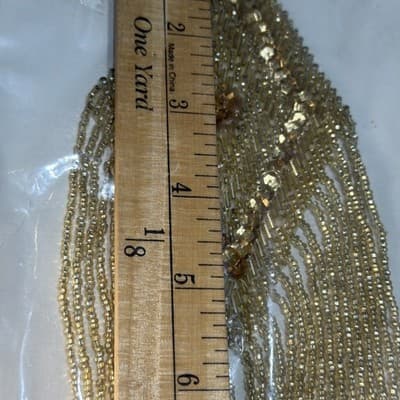Set Beaded Sequin 11” Patch Dangles Vintage Applique large Gold And Red Washable - Thumbnail 11