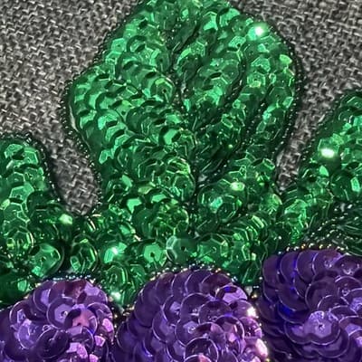 Vintage Large 13” Beaded Sequin Grapes Colorful Applique Sew On Purple Green - Thumbnail 7