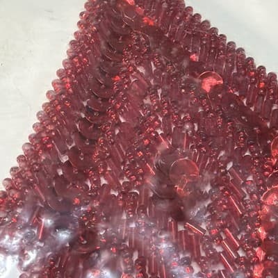 Set Beaded Sequin 11” Patch Dangles Vintage Applique large Gold And Red Washable - Thumbnail 9