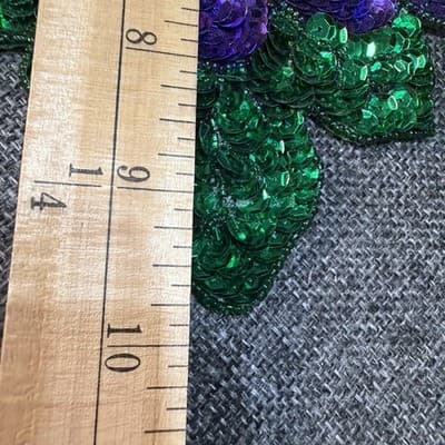 Vintage Large 13” Beaded Sequin Grapes Colorful Applique Sew On Purple Green - Thumbnail 14
