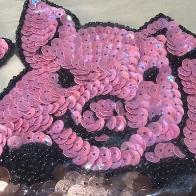 Large 10.75" Sequin Beaded Appliqué Patch Sew On Pigs In Trough Vintage Show - Thumbnail 6