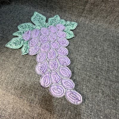 Vintage Large 13” Beaded Sequin Grapes Colorful Applique Sew On Purple Green - Thumbnail 9