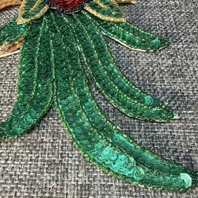 Vintage Appliqué Mardi Gras Beads and Sequins Masquerade Mask Purple Gold Red - Thumbnail 6