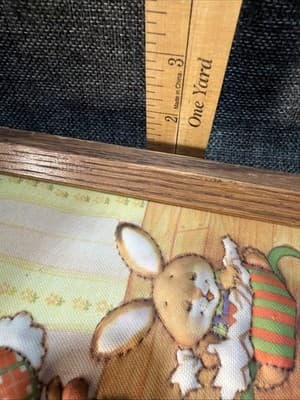 Creative Circle Trimmin' the Tree Quilted Stitchery Rabbit Christmas 1982 framed - Thumbnail 13
