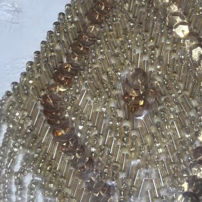 Set Beaded Sequin 11” Patch Dangles Vintage Applique large Gold And Red Washable - Thumbnail 8