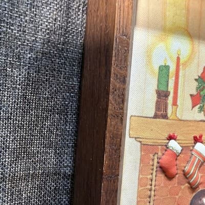 Creative Circle Trimmin' the Tree Quilted Stitchery Rabbit Christmas 1982 framed - Thumbnail 9