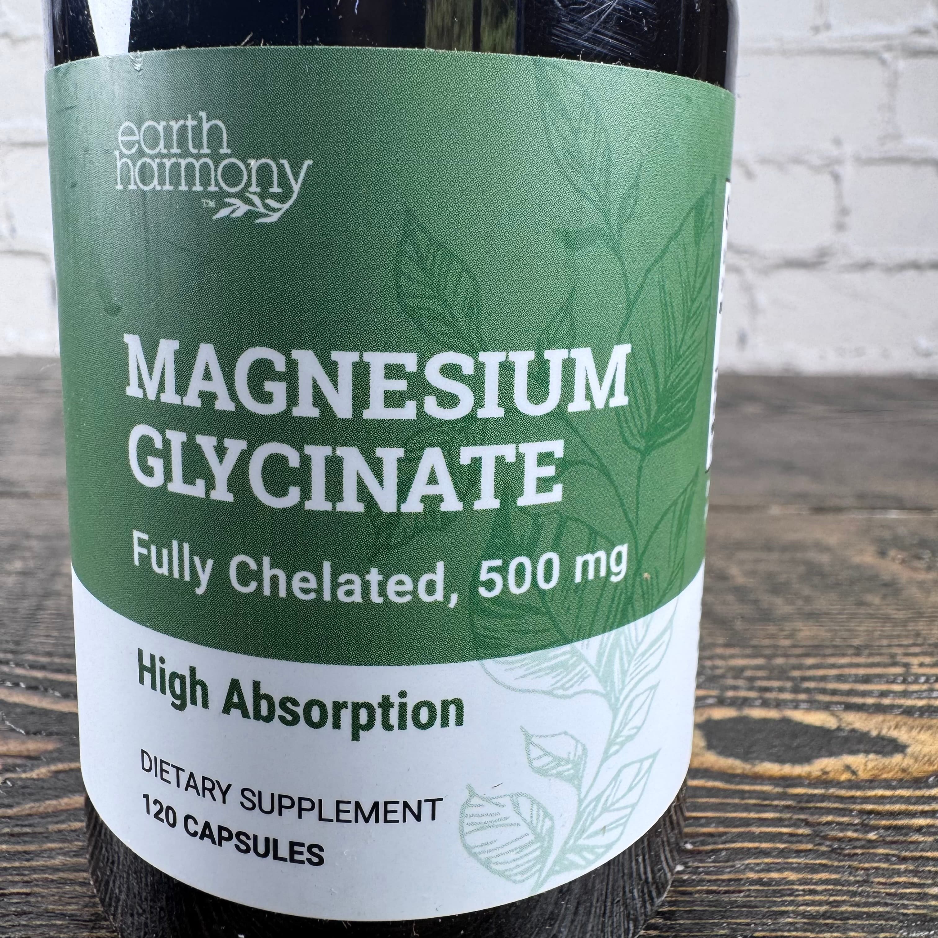 Earth Harmony Magnesium Glycinate Chelated 500mg 120 Capsules High Absorption - Thumbnail 2