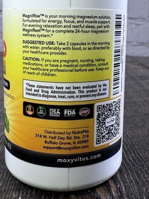 MoxyVites MagniRise™ AM Magnesium Complex - 60 Capsules Vitamin B6 Supergreens - Thumbnail 3