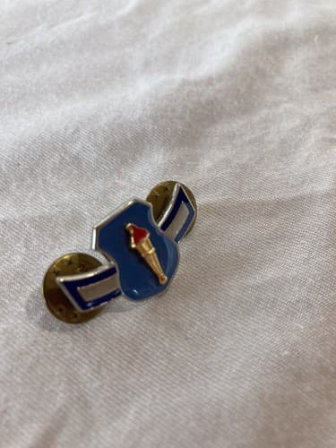 Blue Military Crest Golden Torch Dual Back Pin 1 Wing tie tack lapel army navy - Thumbnail 3