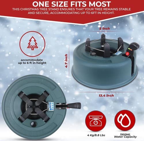 Top Treasures Christmas Holiday Tree Stand With Water Reservoir & Fast Clamp - Thumbnail 3