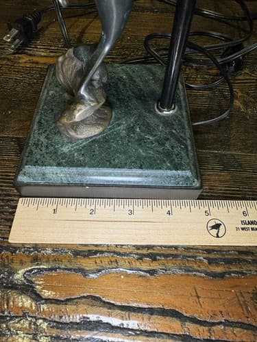 Vintage Solid Brass Dolphin Table Lamp With Marble Base San Pacific Animal Fish - Thumbnail 14