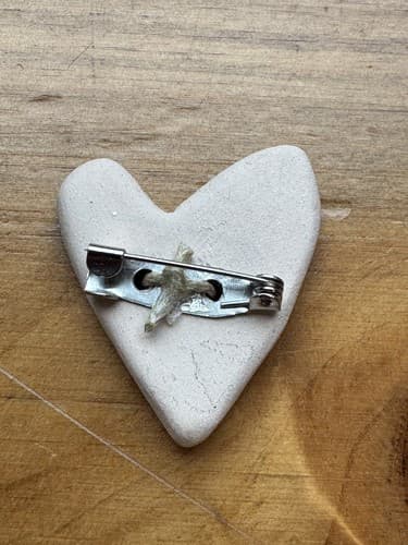 Blue Yellow Heart Hat Tie Lapel Pin Ceramic Clay Pottery Love Brooch Jewelry - Thumbnail 4